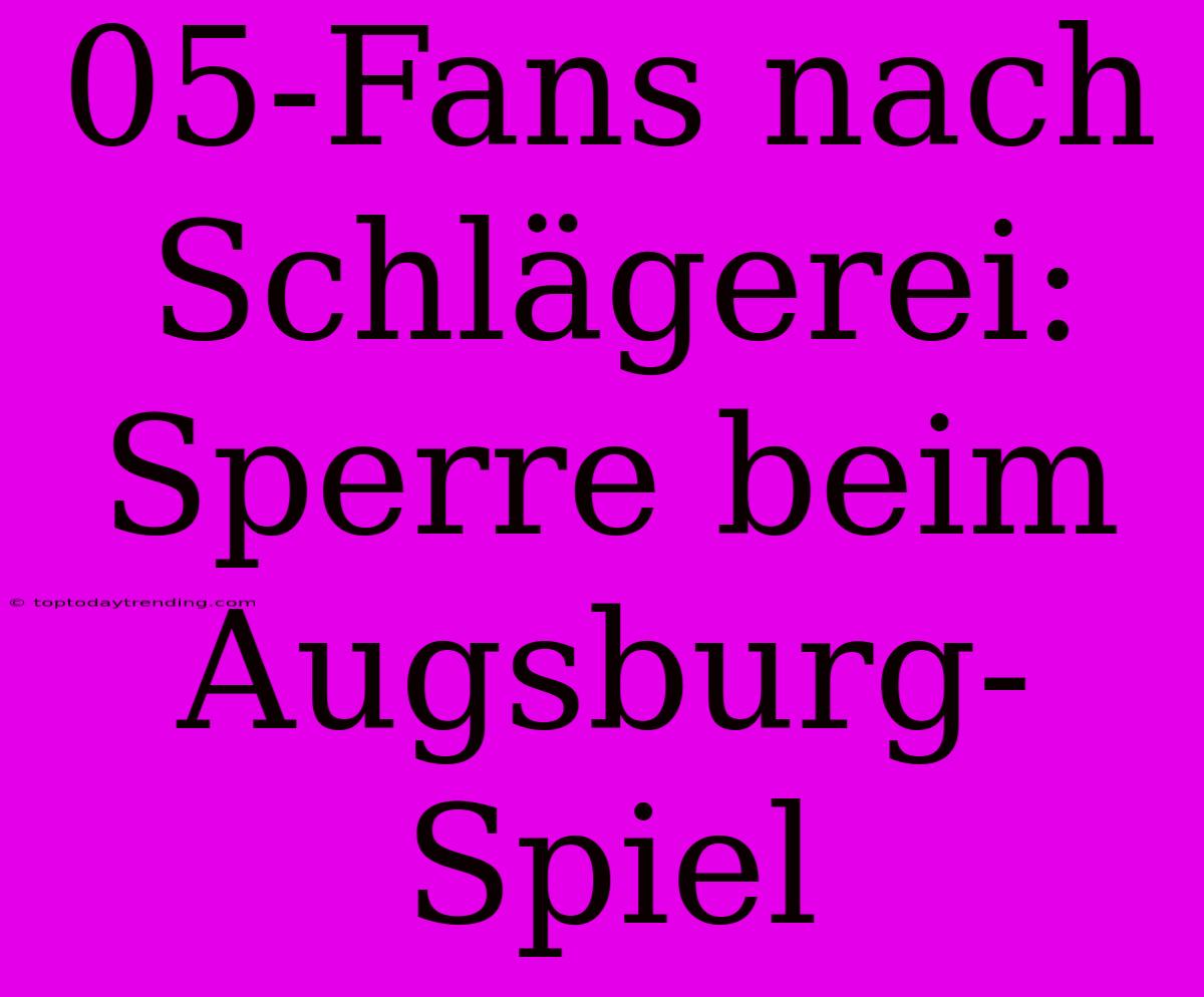 05-Fans Nach Schlägerei:  Sperre Beim Augsburg-Spiel