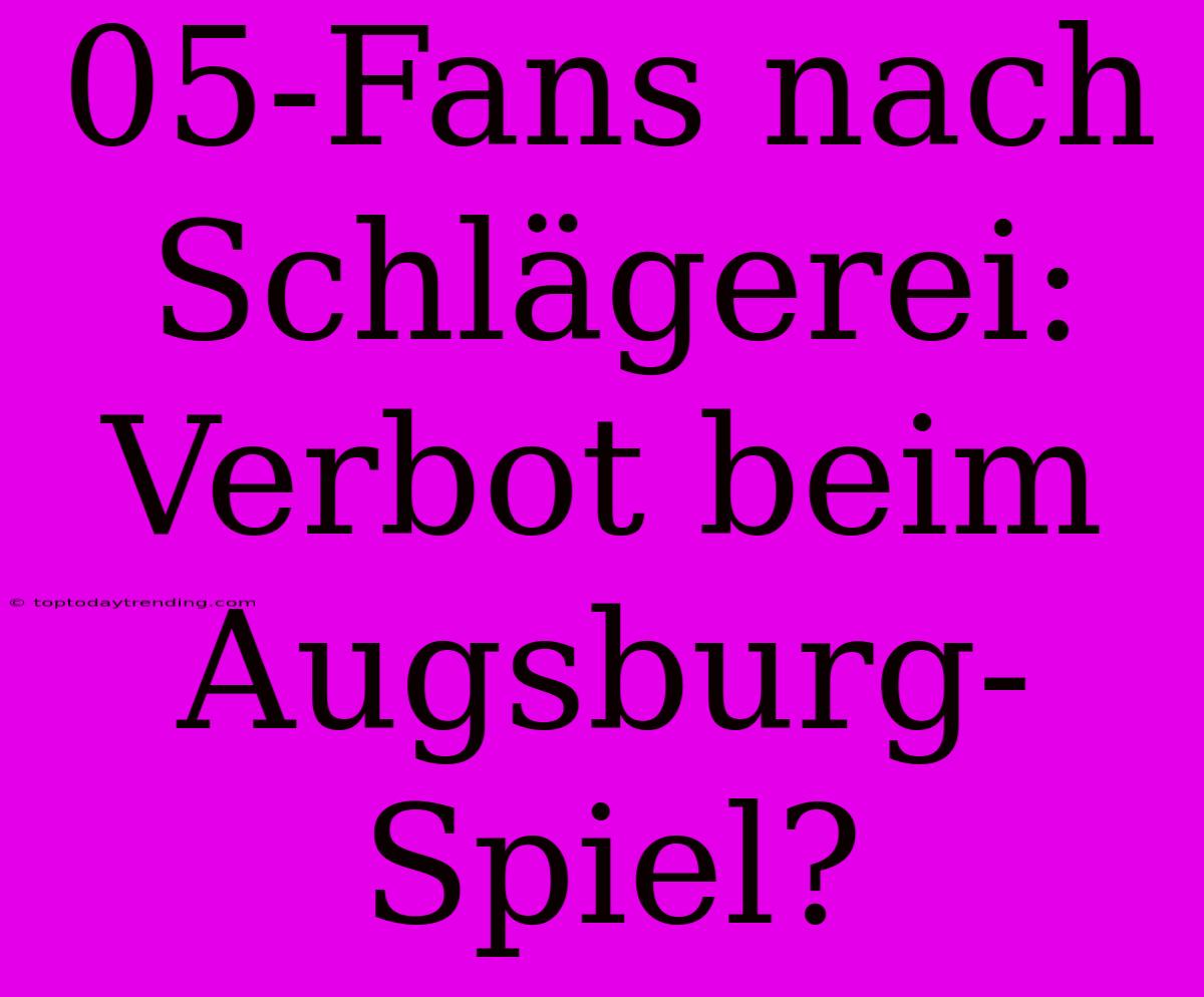 05-Fans Nach Schlägerei:  Verbot Beim Augsburg-Spiel?