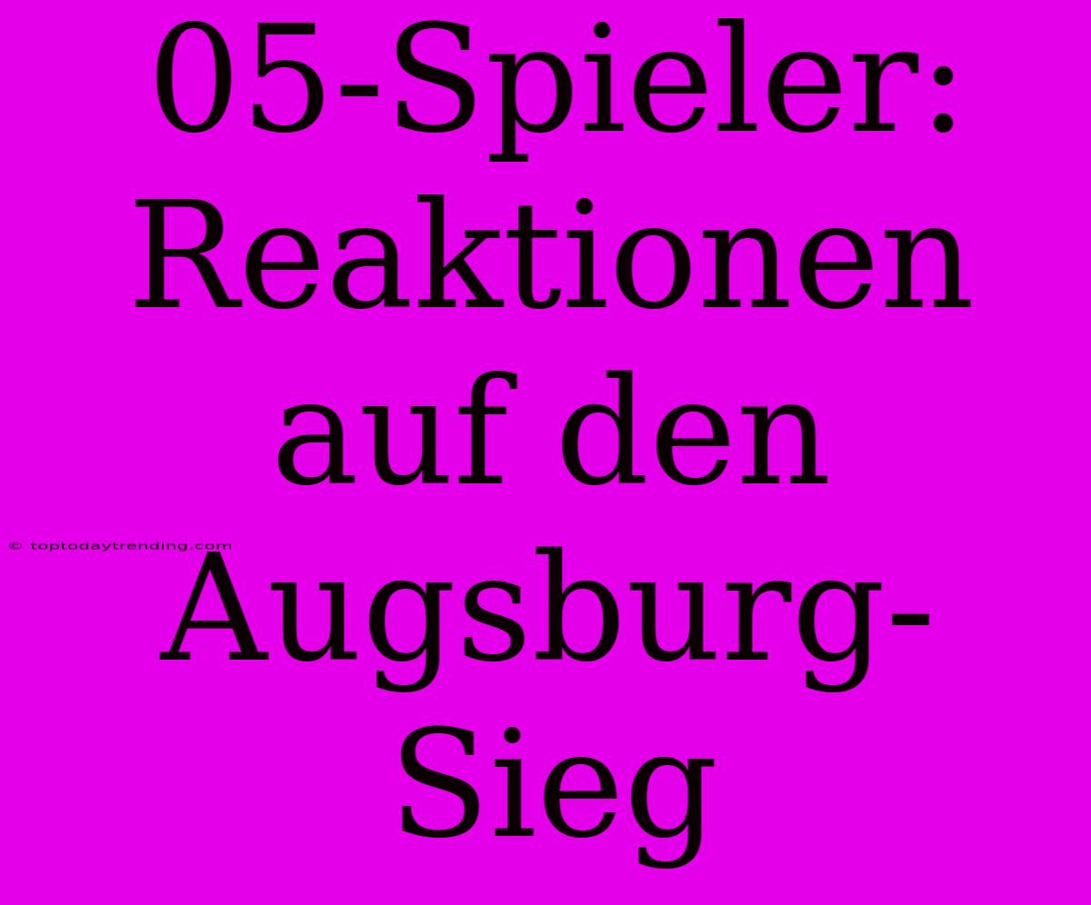 05-Spieler: Reaktionen Auf Den Augsburg-Sieg