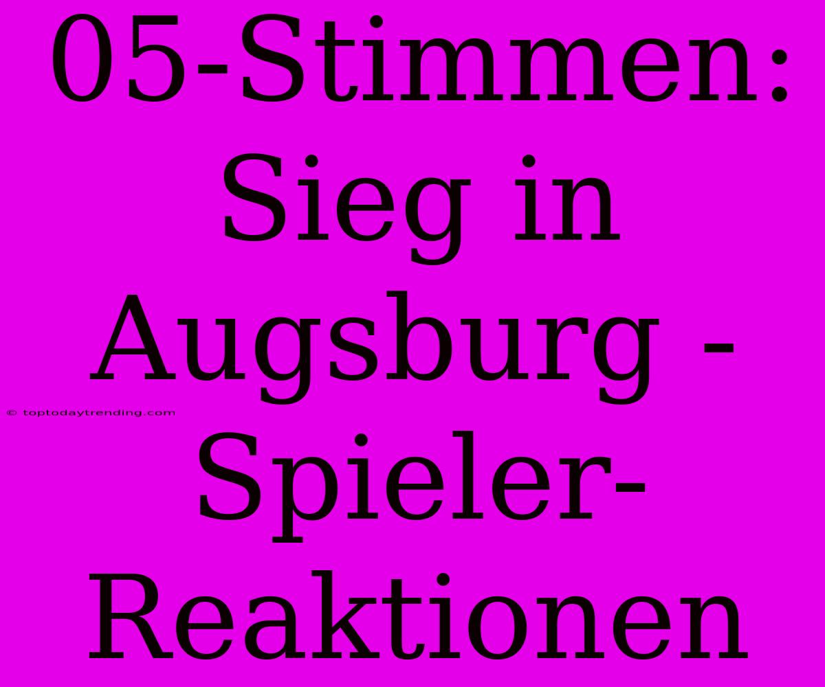 05-Stimmen: Sieg In Augsburg - Spieler-Reaktionen