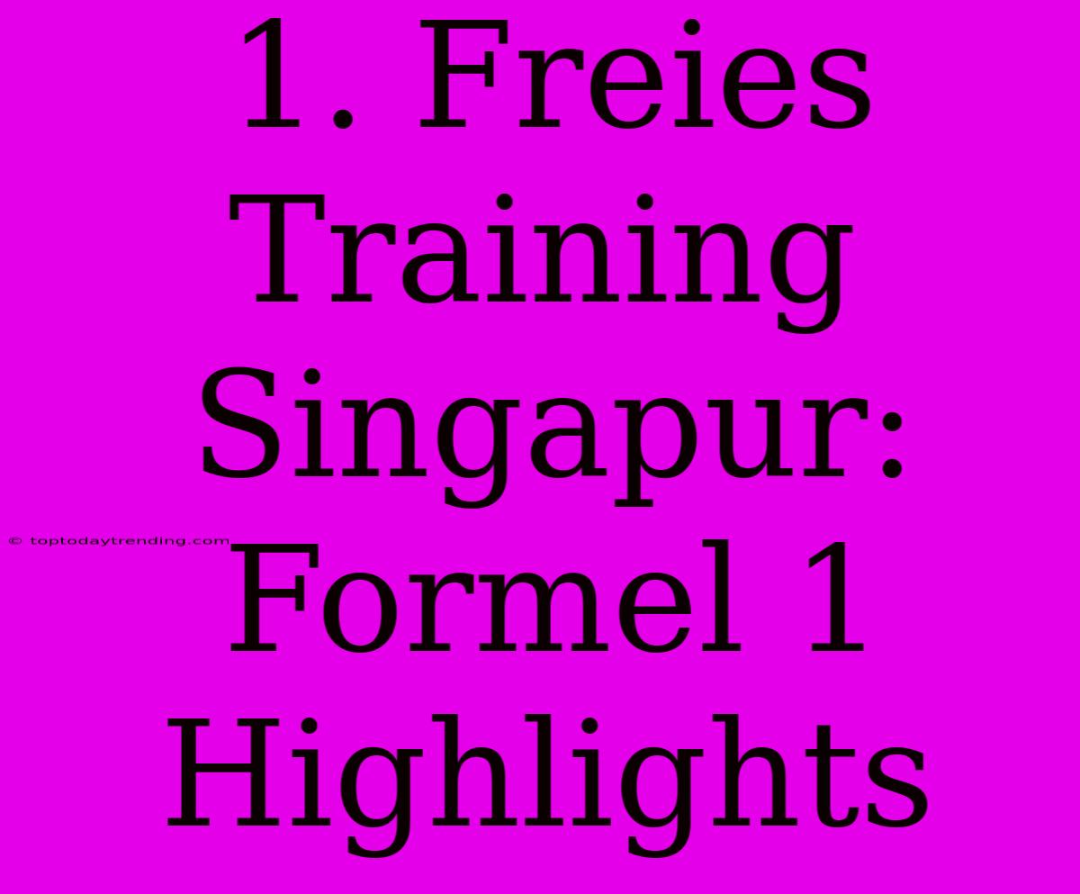 1. Freies Training Singapur: Formel 1 Highlights