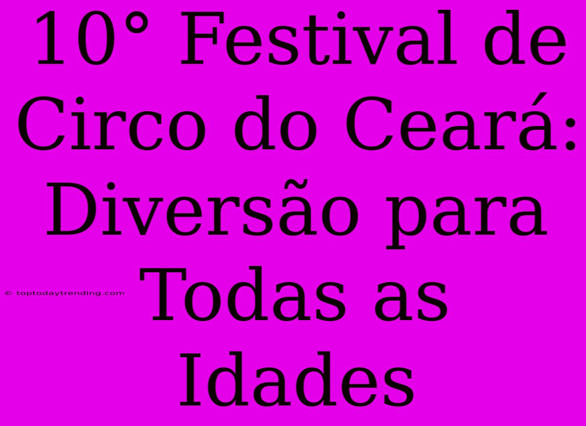 10° Festival De Circo Do Ceará: Diversão Para Todas As Idades