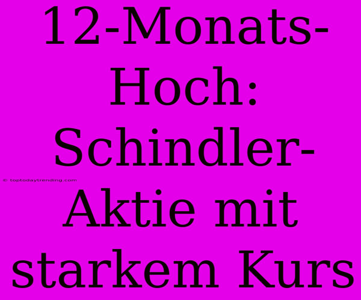 12-Monats-Hoch: Schindler-Aktie Mit Starkem Kurs