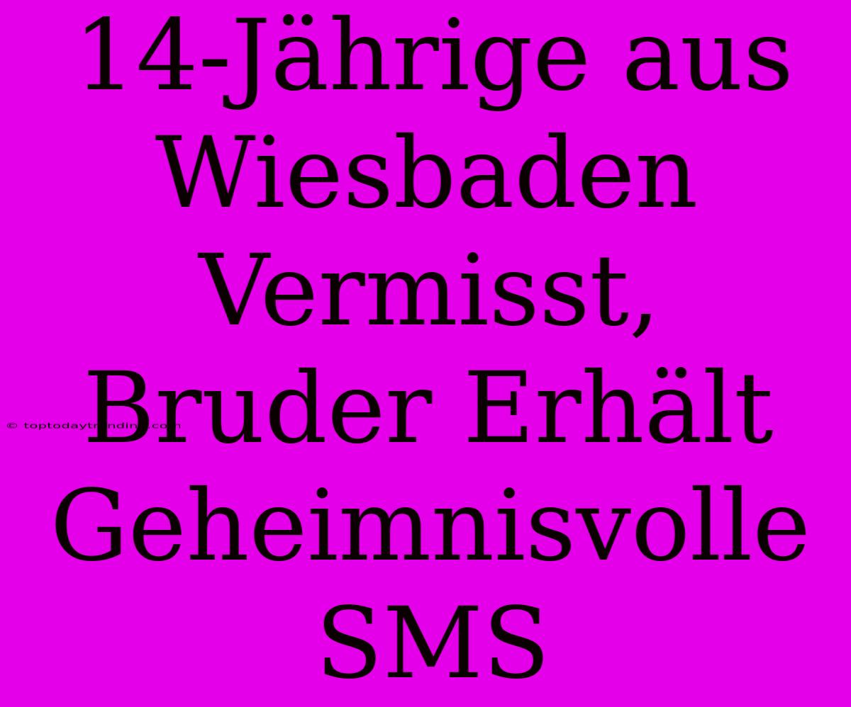 14-Jährige Aus Wiesbaden Vermisst, Bruder Erhält Geheimnisvolle SMS