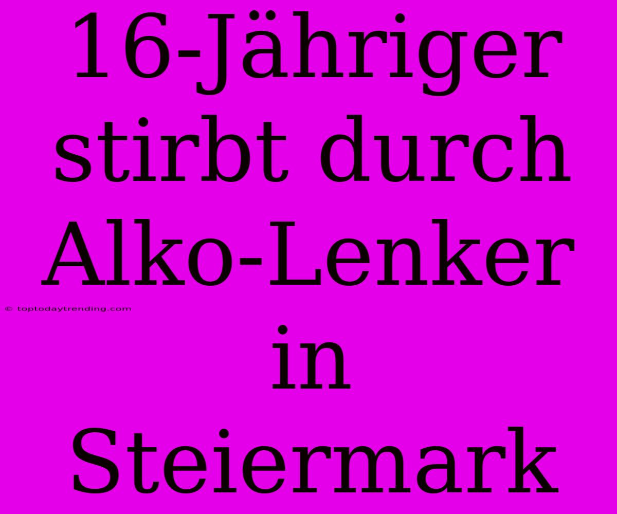 16-Jähriger Stirbt Durch Alko-Lenker In Steiermark