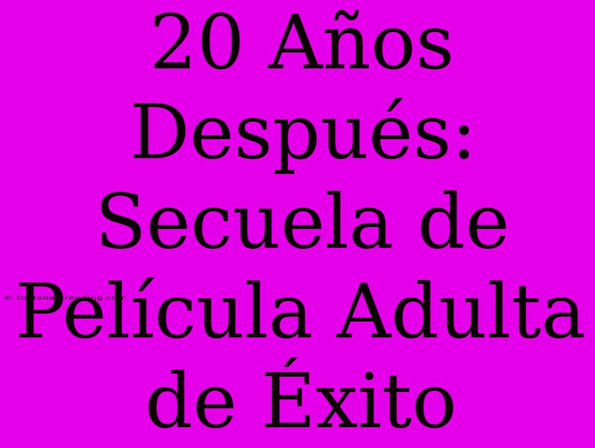 20 Años Después: Secuela De Película Adulta De Éxito