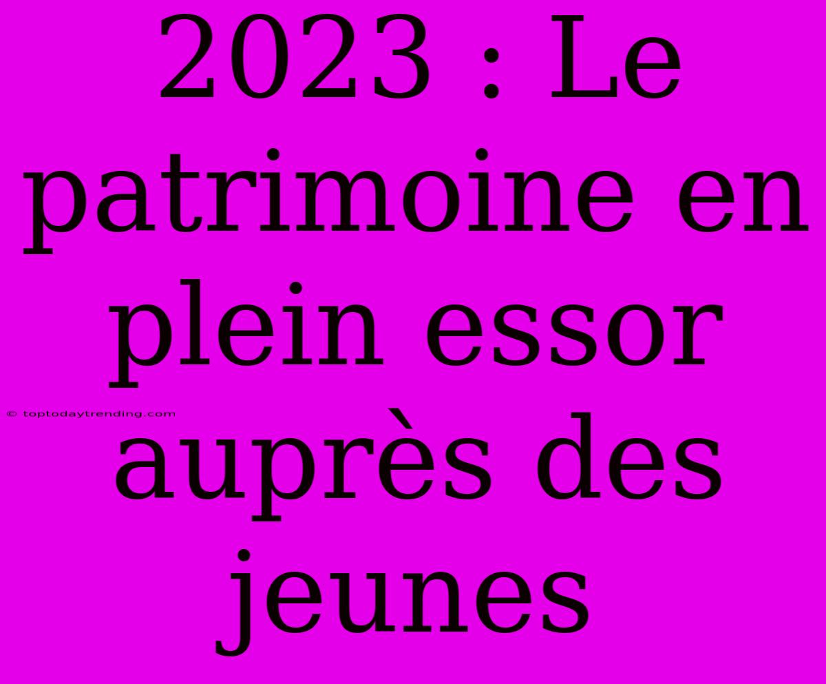 2023 : Le Patrimoine En Plein Essor Auprès Des Jeunes