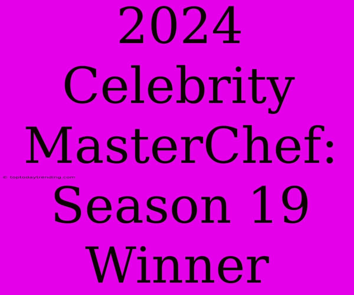 2024 Celebrity MasterChef: Season 19 Winner