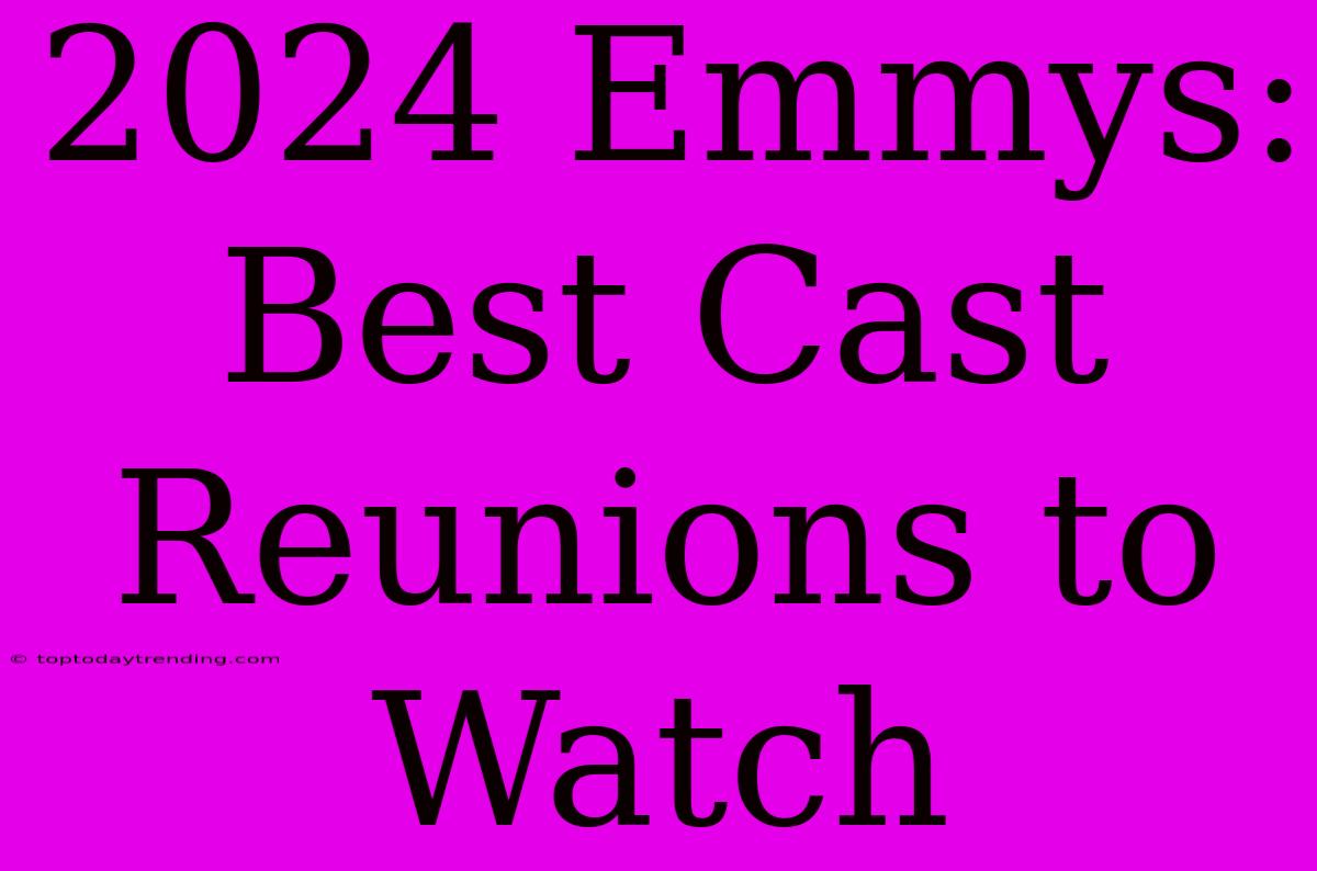 2024 Emmys: Best Cast Reunions To Watch