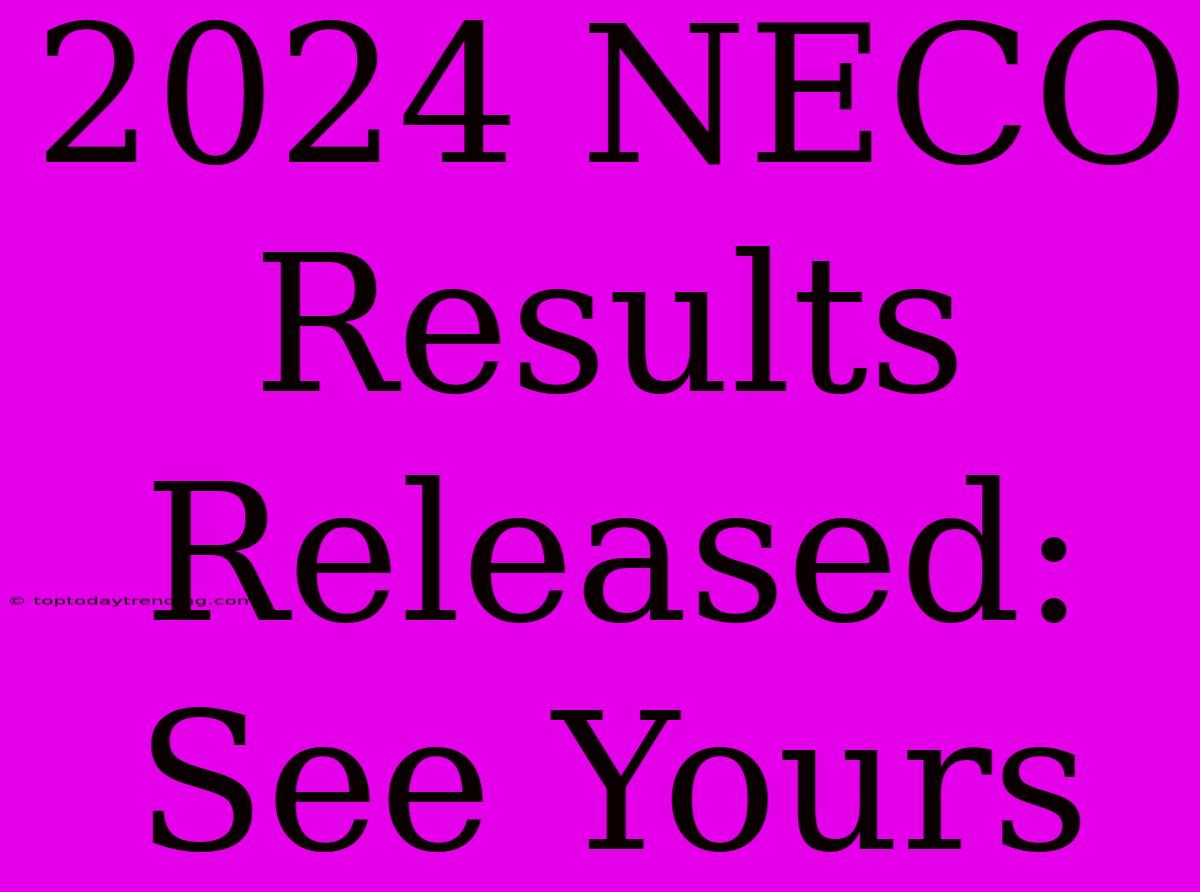 2024 NECO Results Released: See Yours