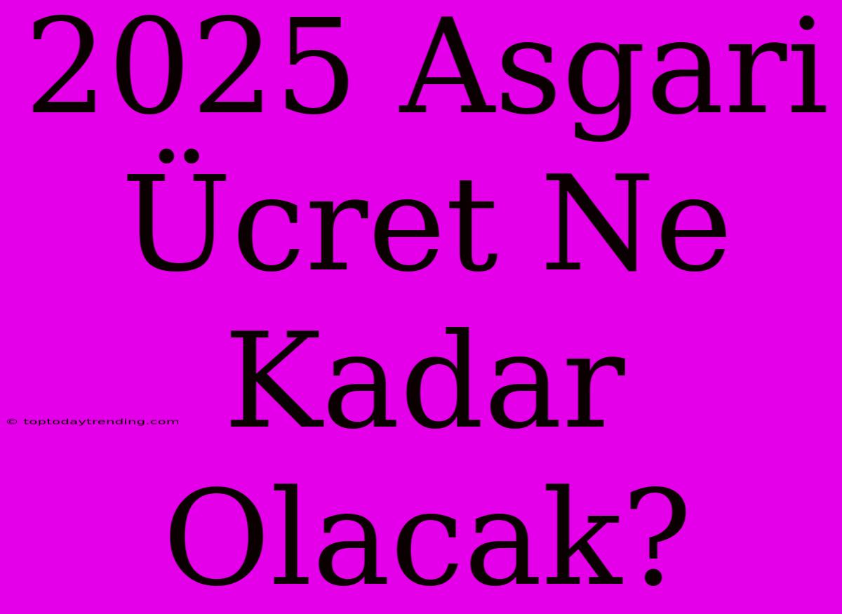 2025 Asgari Ücret Ne Kadar Olacak?