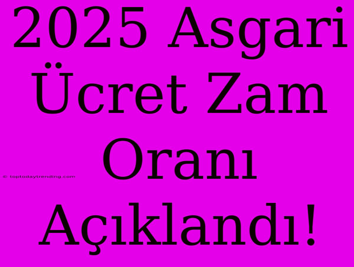 2025 Asgari Ücret Zam Oranı Açıklandı!