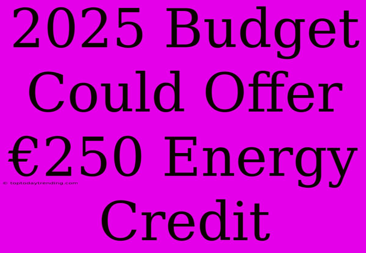 2025 Budget Could Offer €250 Energy Credit