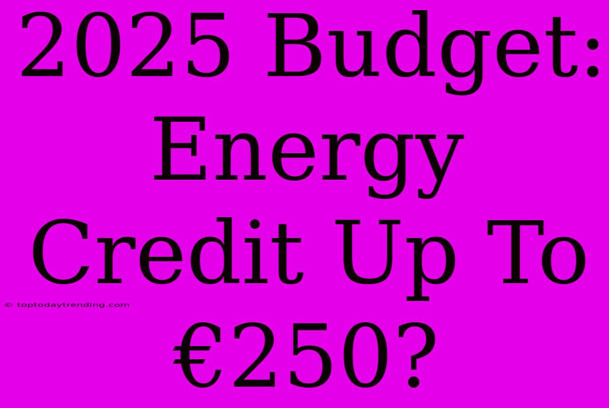 2025 Budget: Energy Credit Up To €250?