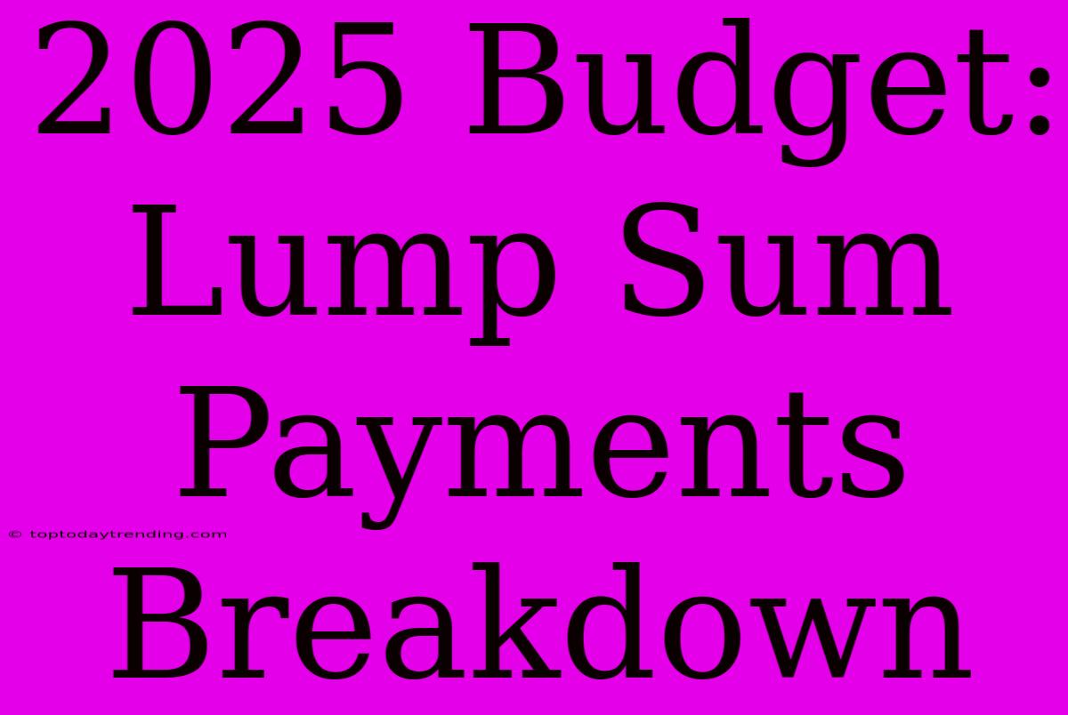 2025 Budget: Lump Sum Payments Breakdown