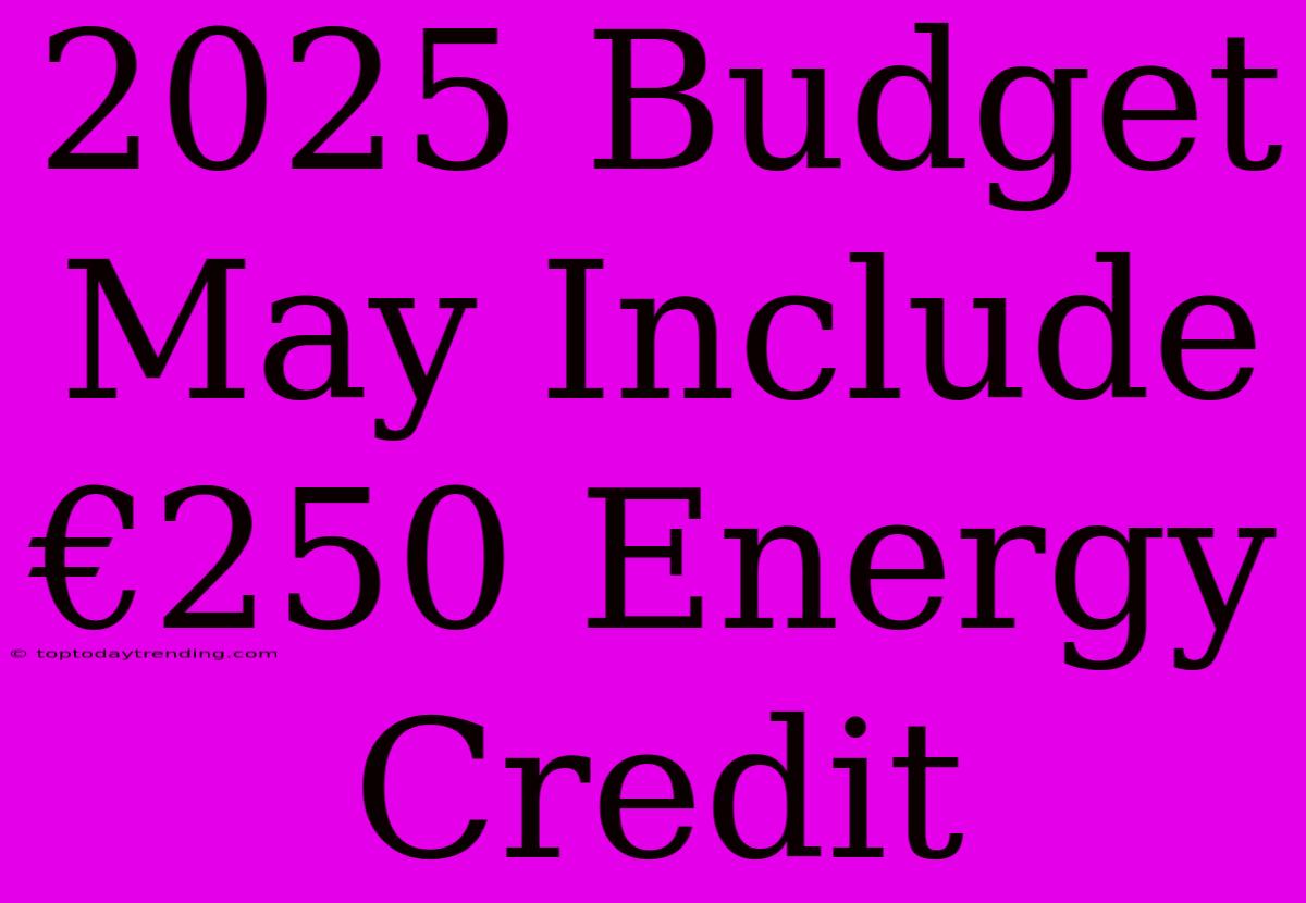 2025 Budget May Include €250 Energy Credit