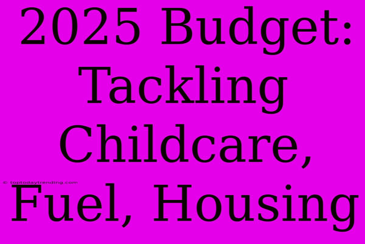 2025 Budget: Tackling Childcare, Fuel, Housing