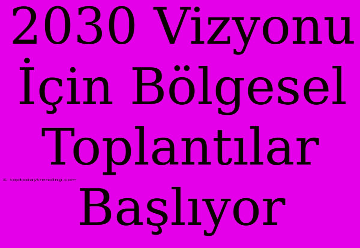 2030 Vizyonu İçin Bölgesel Toplantılar Başlıyor