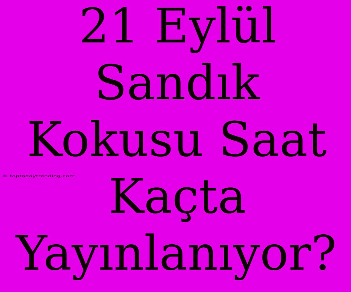 21 Eylül Sandık Kokusu Saat Kaçta Yayınlanıyor?