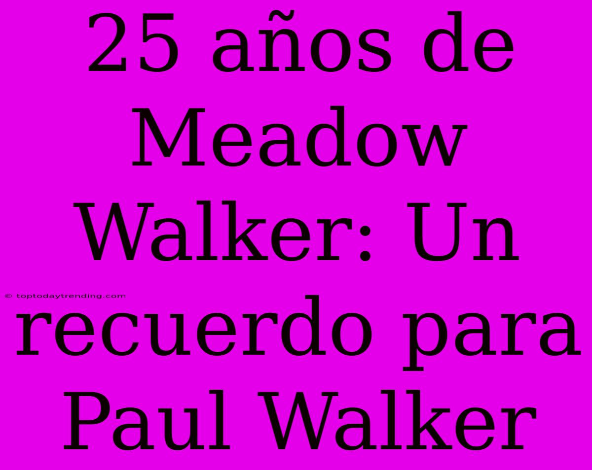 25 Años De Meadow Walker: Un Recuerdo Para Paul Walker