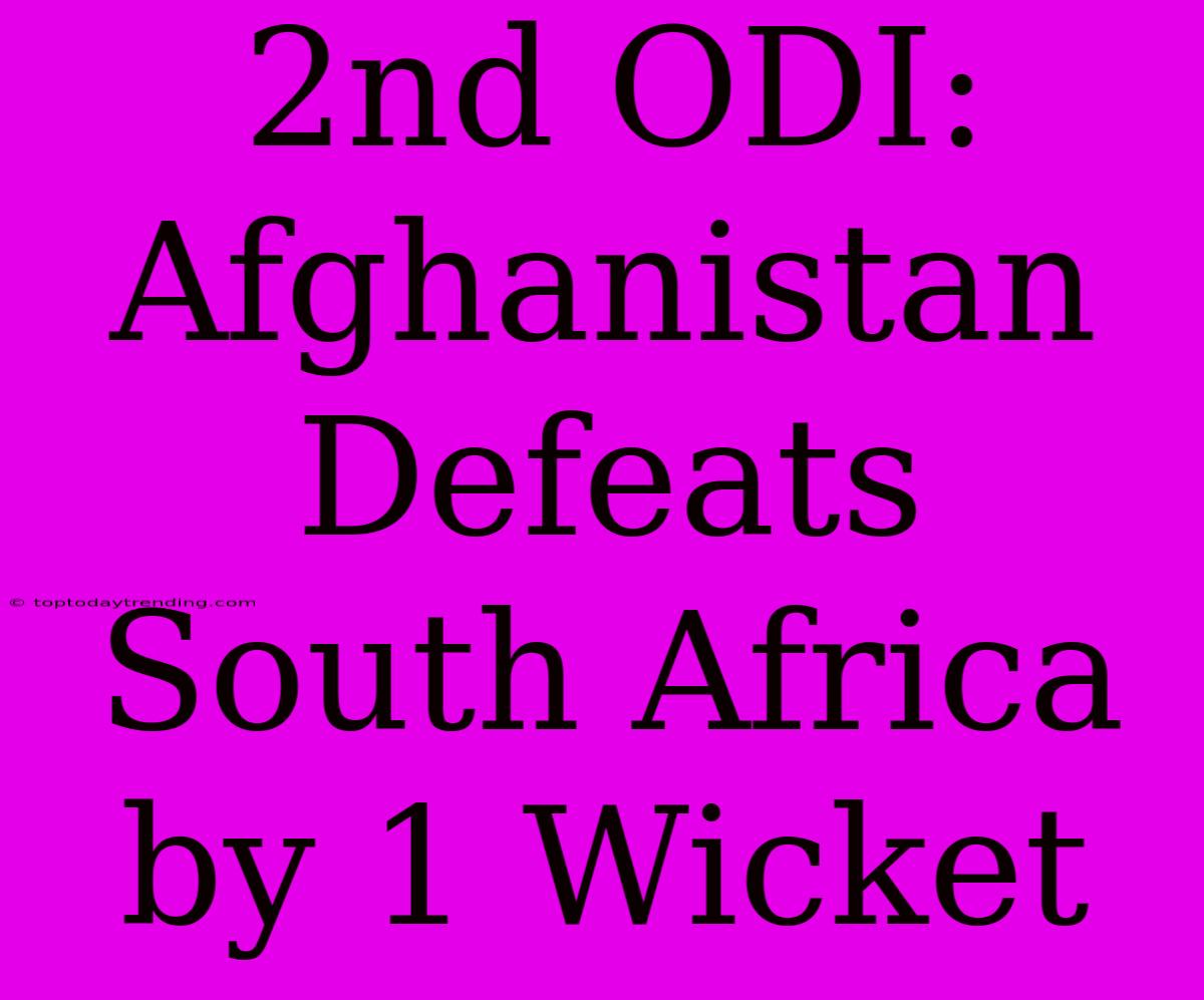 2nd ODI: Afghanistan Defeats South Africa By 1 Wicket