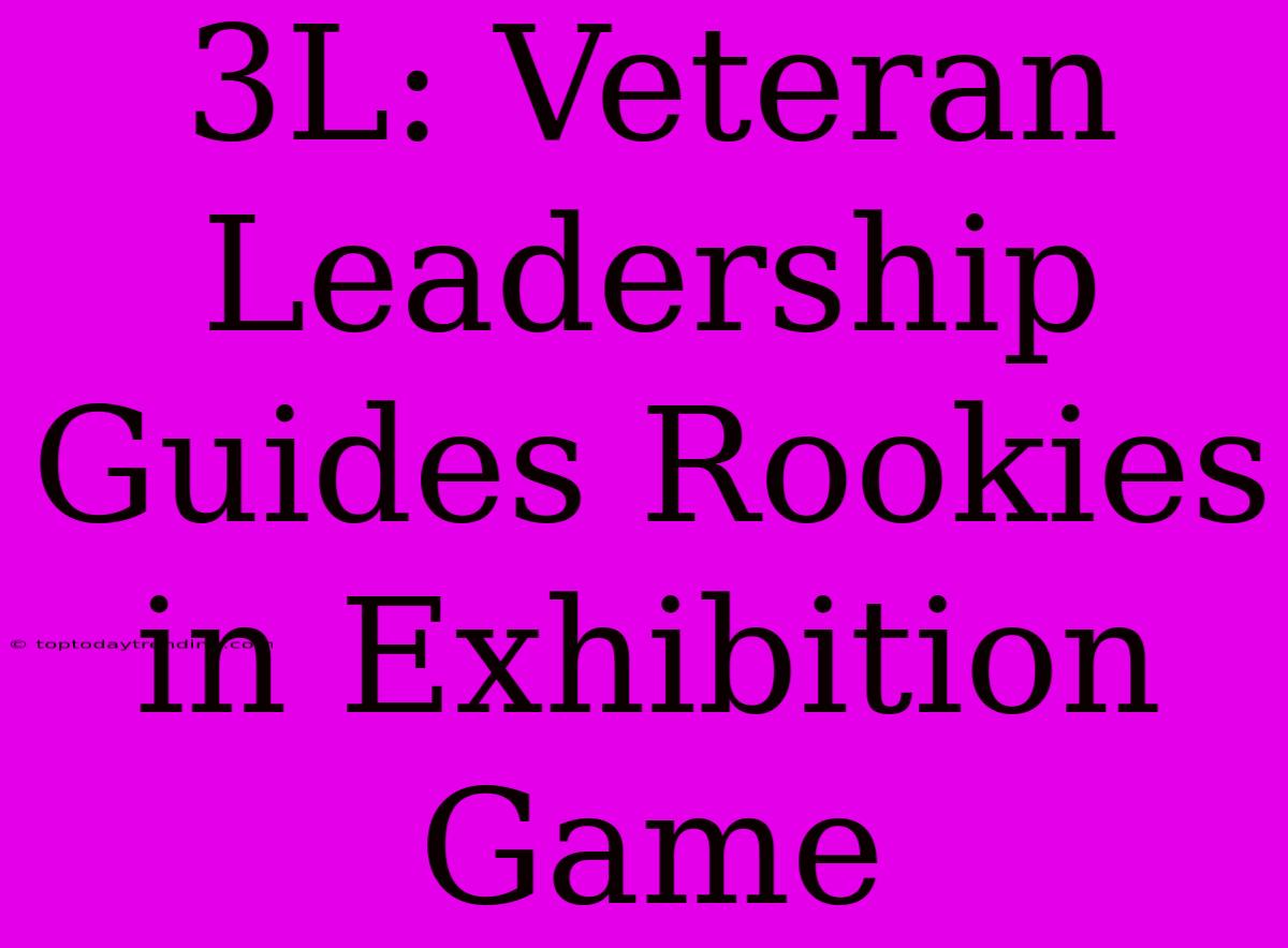 3L: Veteran Leadership Guides Rookies In Exhibition Game