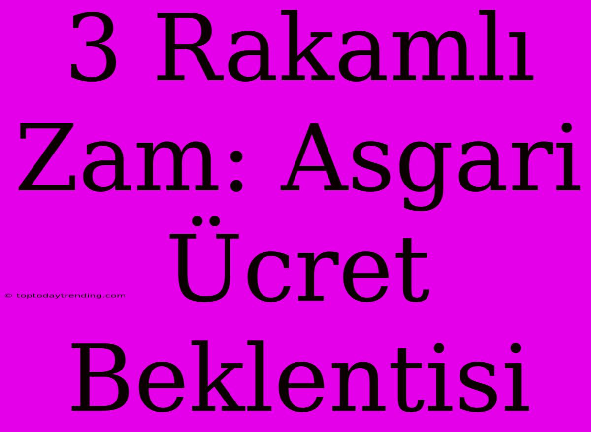 3 Rakamlı Zam: Asgari Ücret Beklentisi