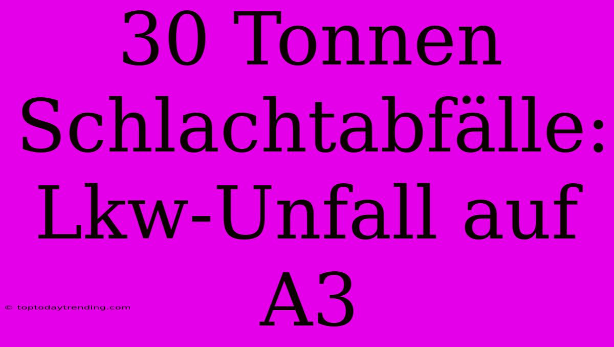 30 Tonnen Schlachtabfälle: Lkw-Unfall Auf A3