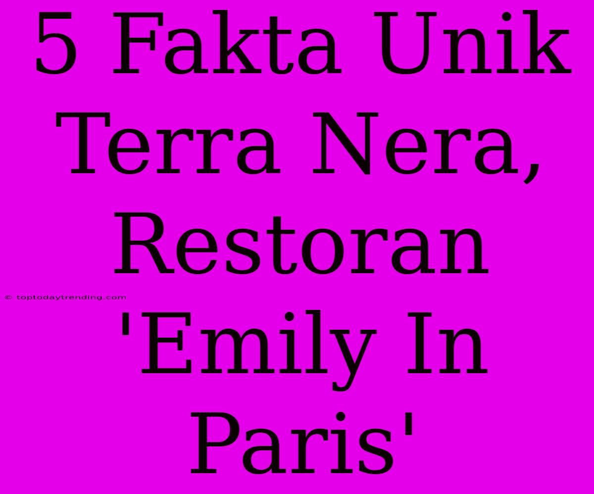 5 Fakta Unik Terra Nera, Restoran 'Emily In Paris'