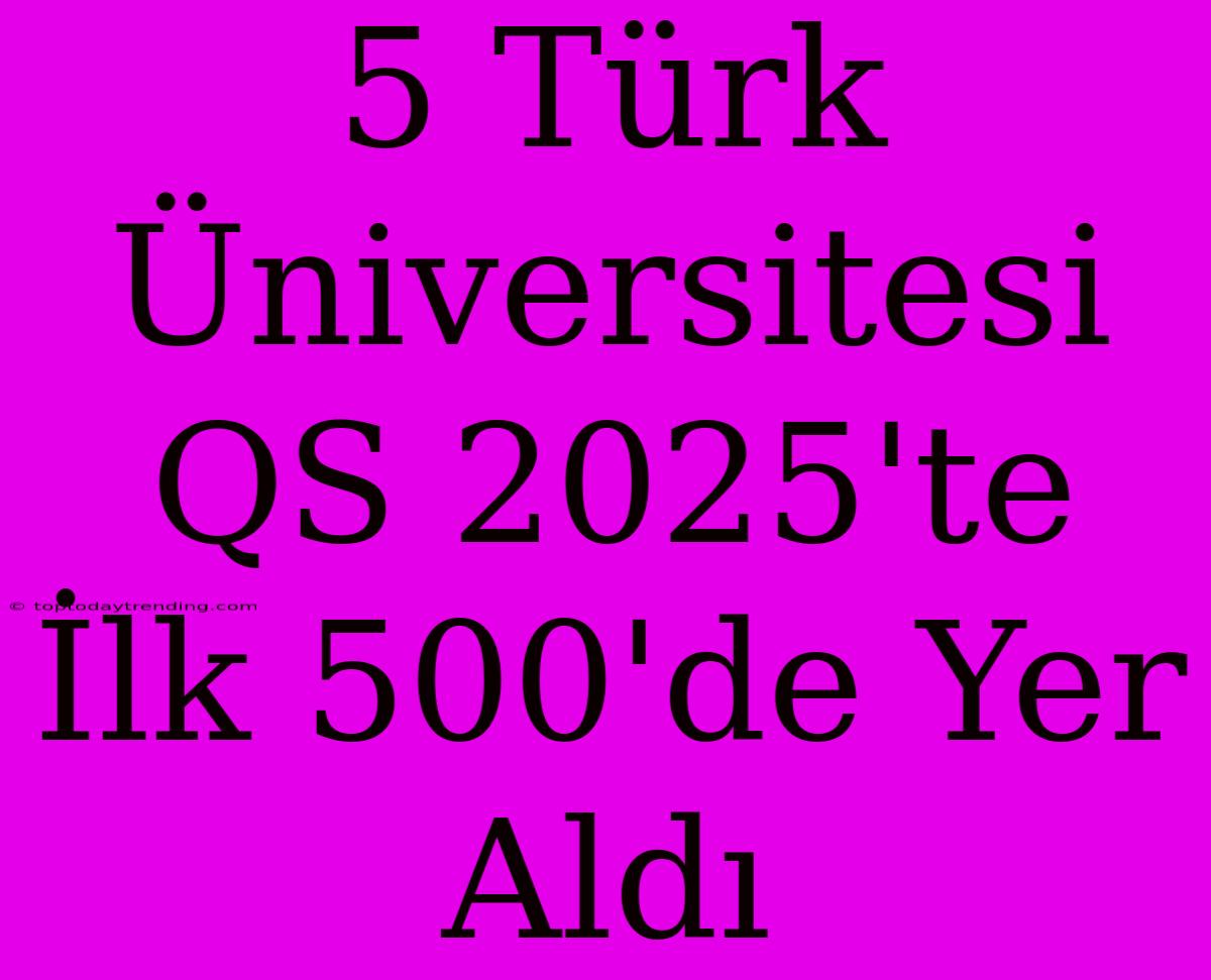 5 Türk Üniversitesi QS 2025'te İlk 500'de Yer Aldı