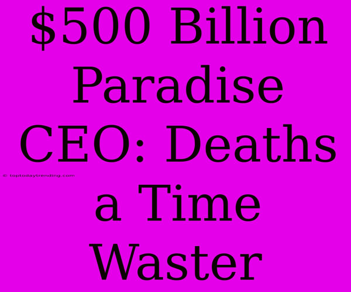 $500 Billion Paradise CEO: Deaths A Time Waster