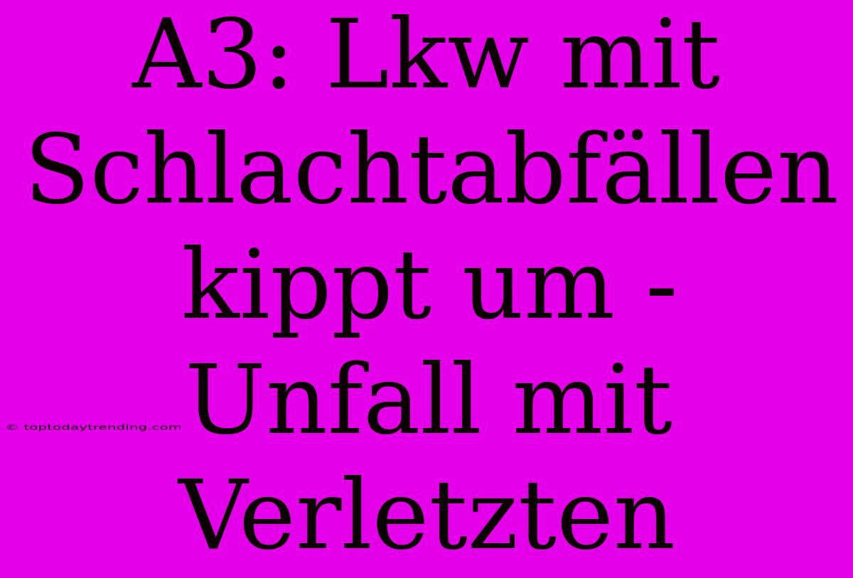 A3: Lkw Mit Schlachtabfällen Kippt Um - Unfall Mit Verletzten