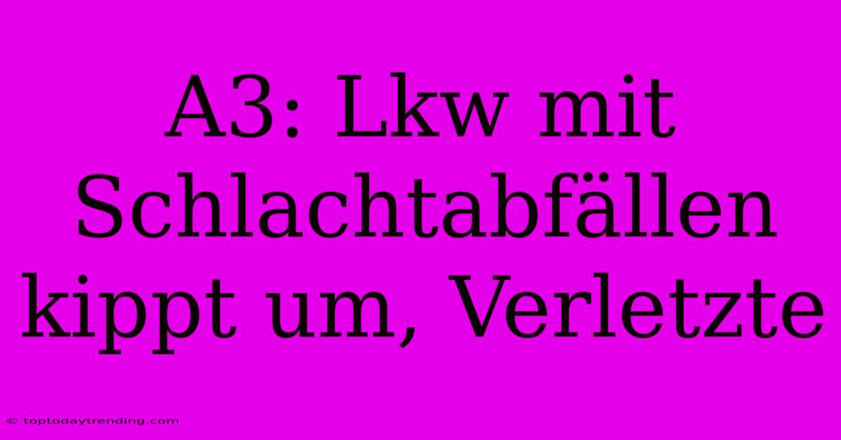 A3: Lkw Mit Schlachtabfällen Kippt Um, Verletzte