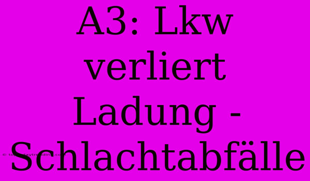 A3: Lkw Verliert Ladung - Schlachtabfälle