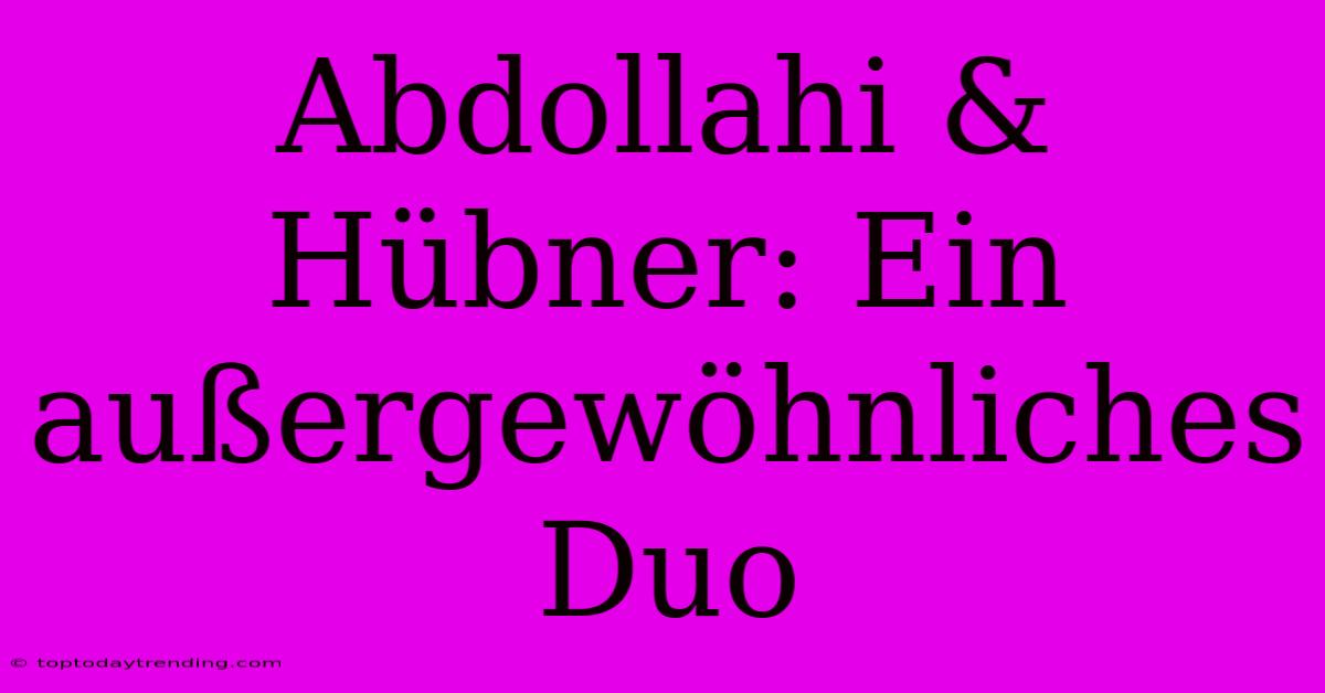 Abdollahi & Hübner: Ein Außergewöhnliches Duo