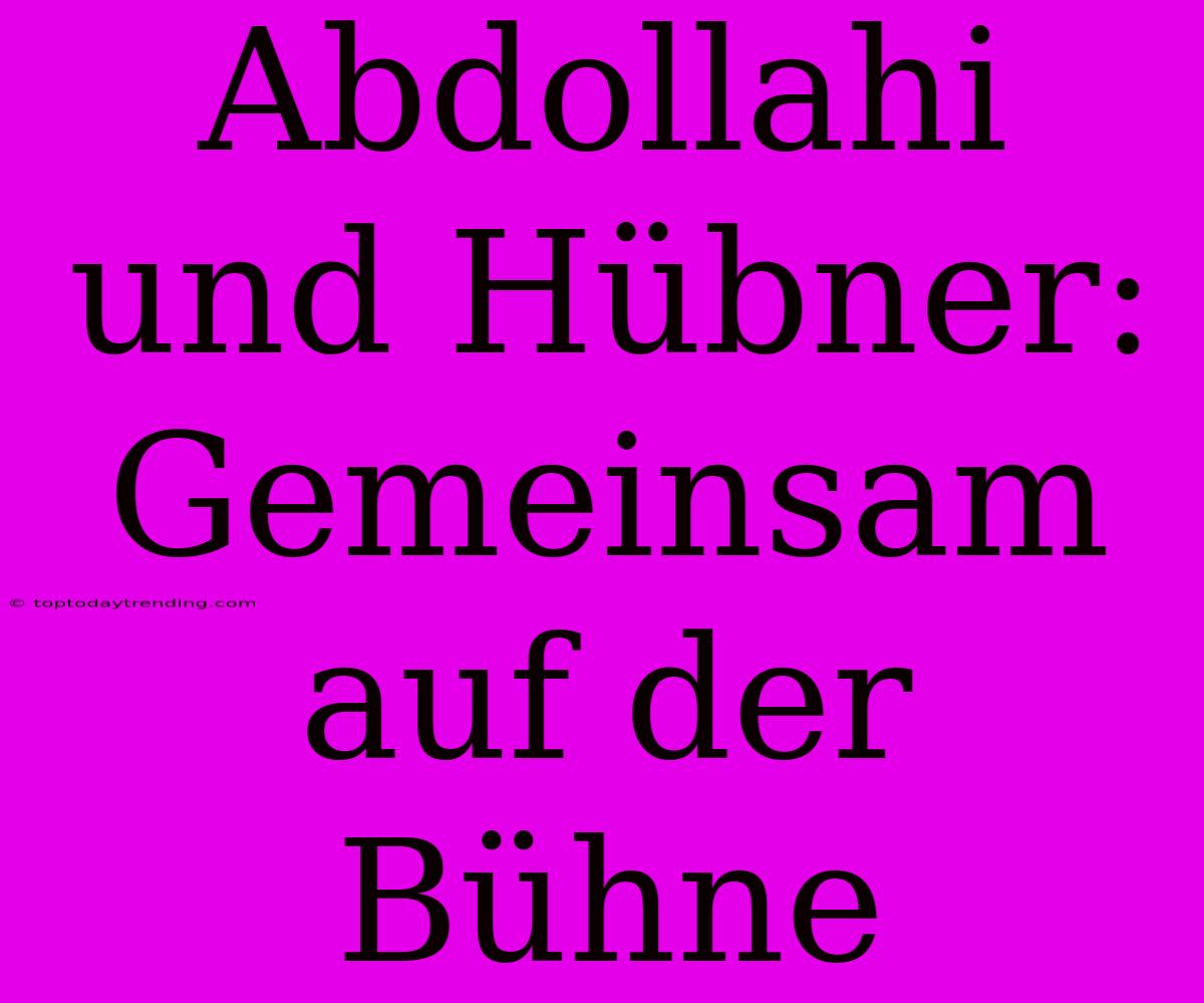 Abdollahi Und Hübner: Gemeinsam Auf Der Bühne