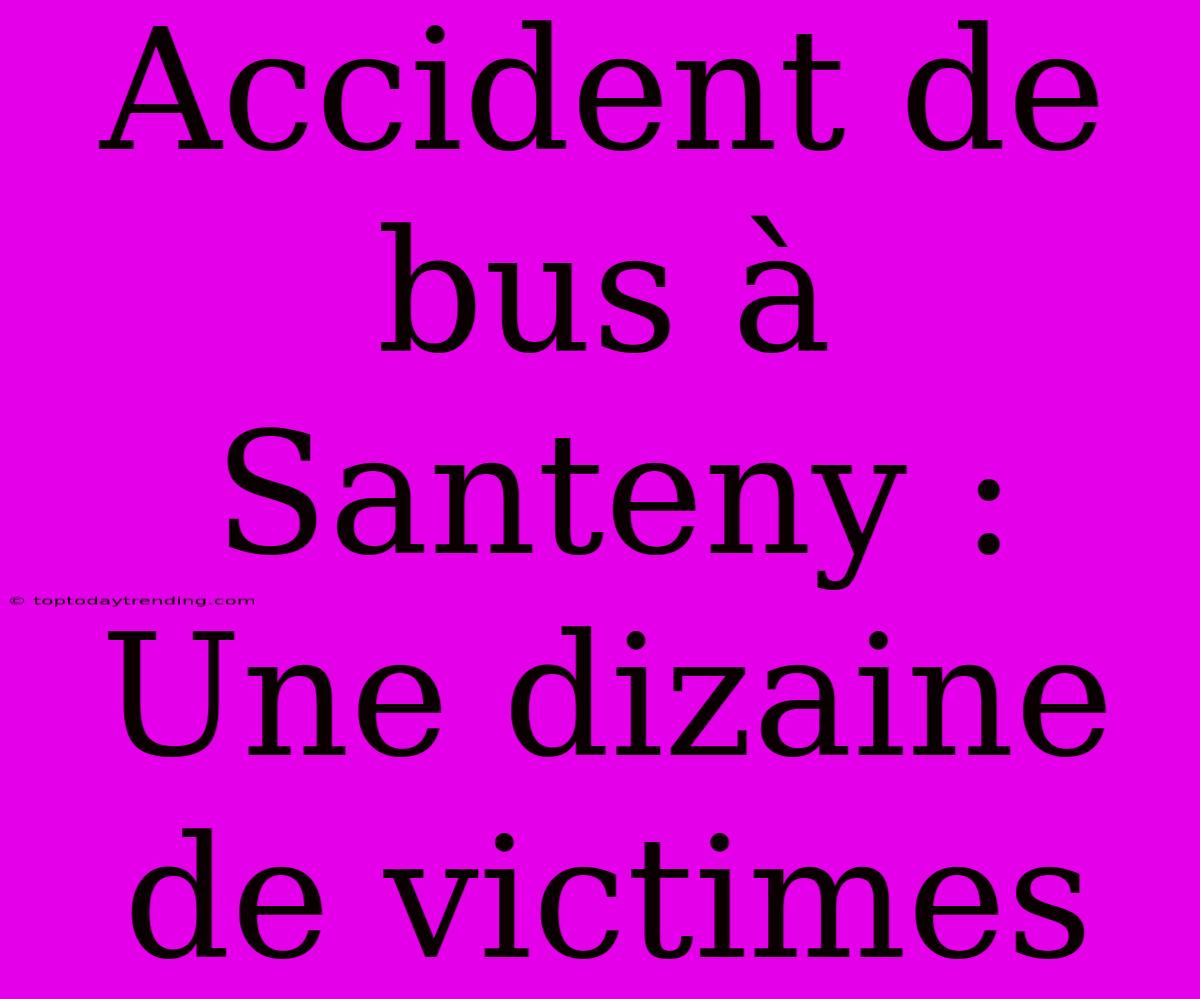 Accident De Bus À Santeny : Une Dizaine De Victimes