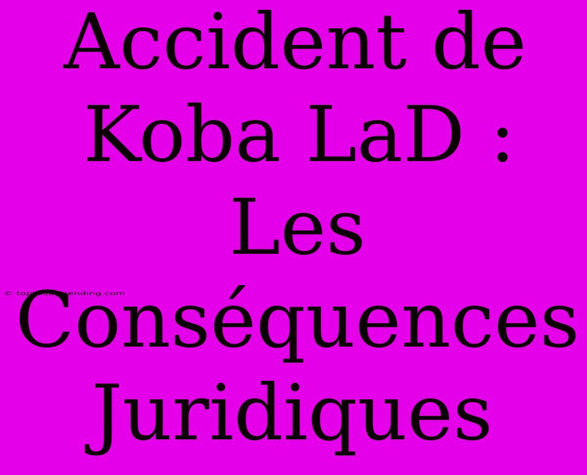 Accident De Koba LaD : Les Conséquences Juridiques