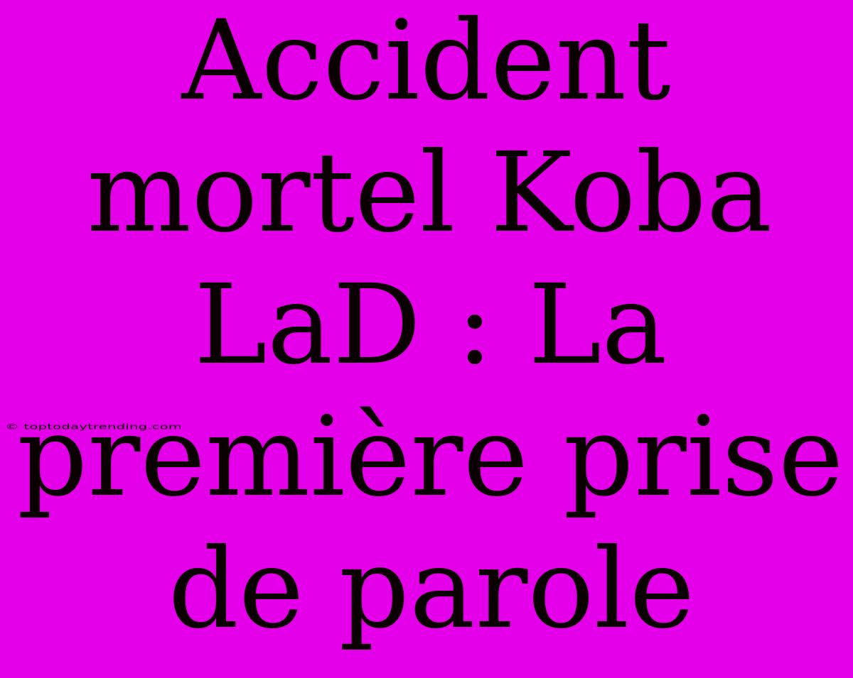 Accident Mortel Koba LaD : La Première Prise De Parole