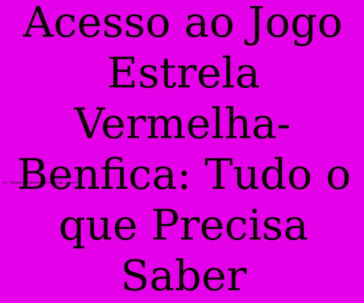 Acesso Ao Jogo Estrela Vermelha-Benfica: Tudo O Que Precisa Saber