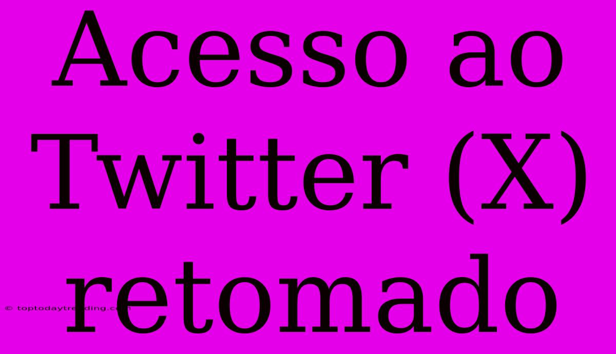 Acesso Ao Twitter (X) Retomado