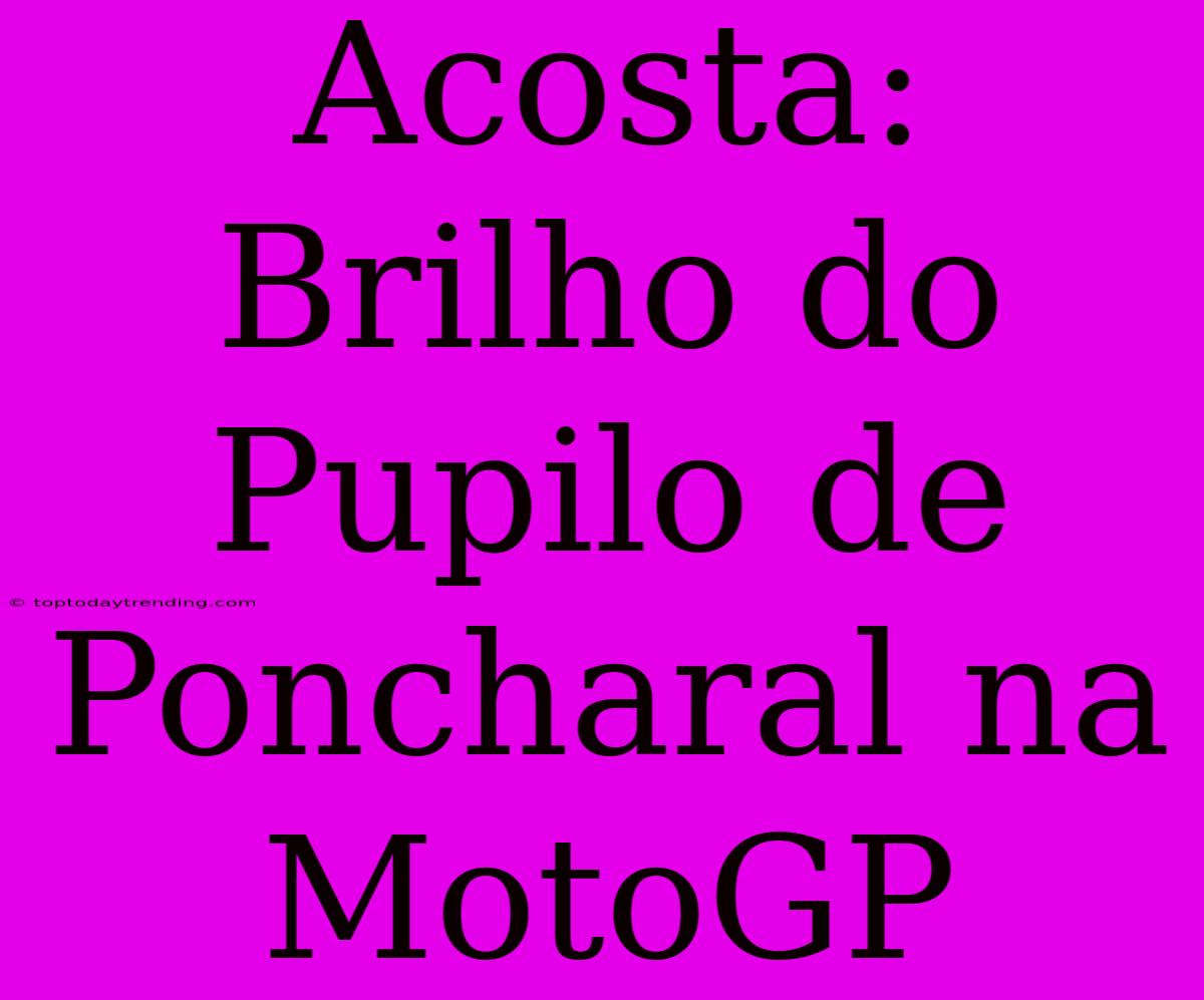 Acosta: Brilho Do Pupilo De Poncharal Na MotoGP