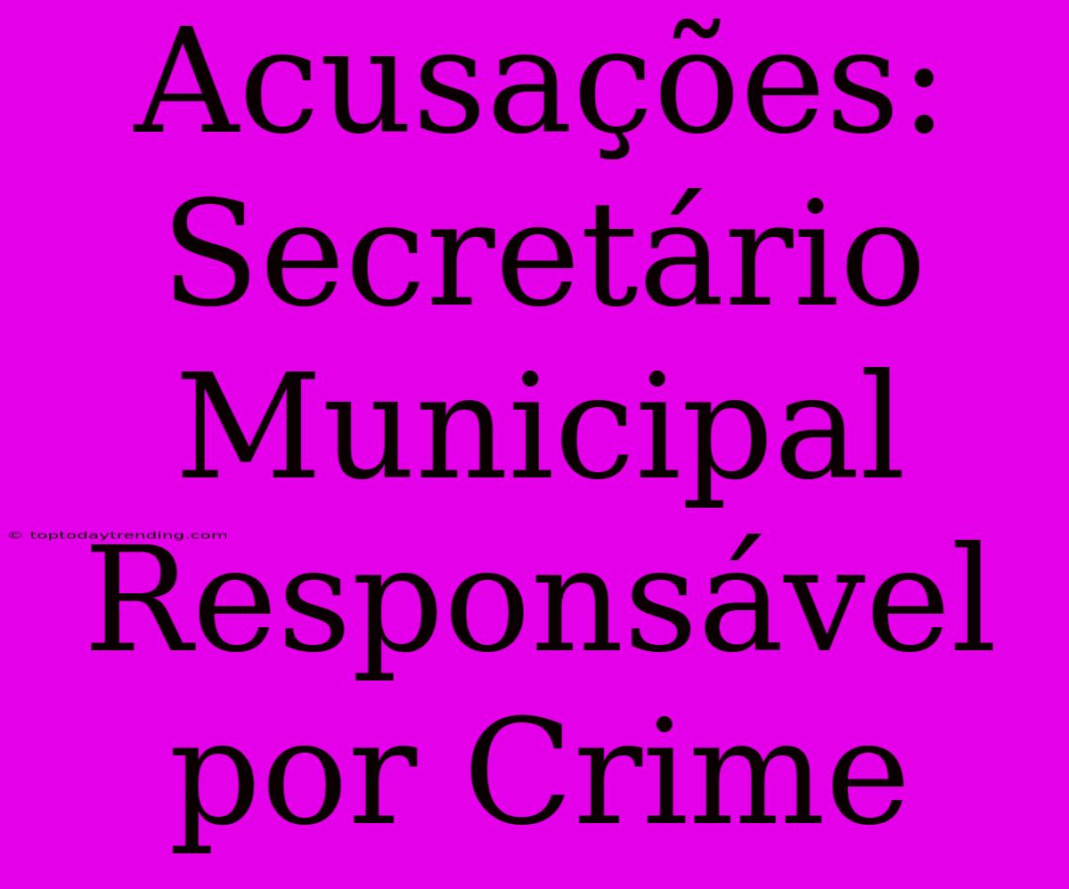 Acusações: Secretário Municipal Responsável Por Crime