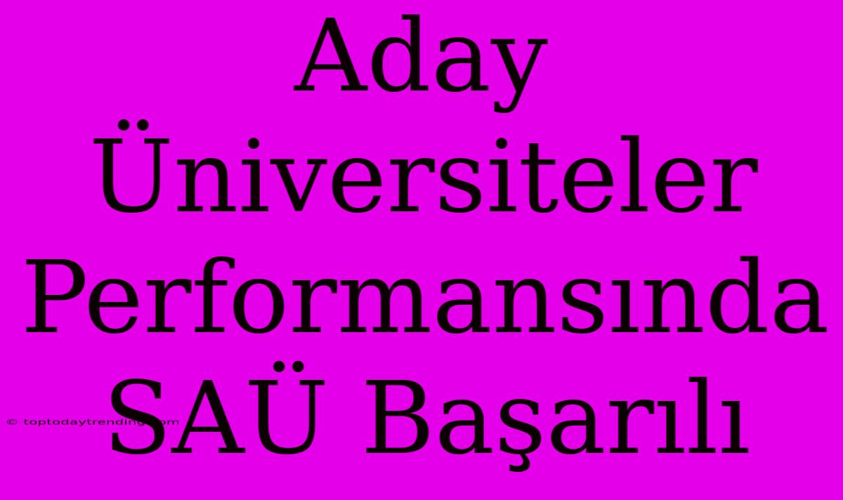 Aday Üniversiteler Performansında SAÜ Başarılı