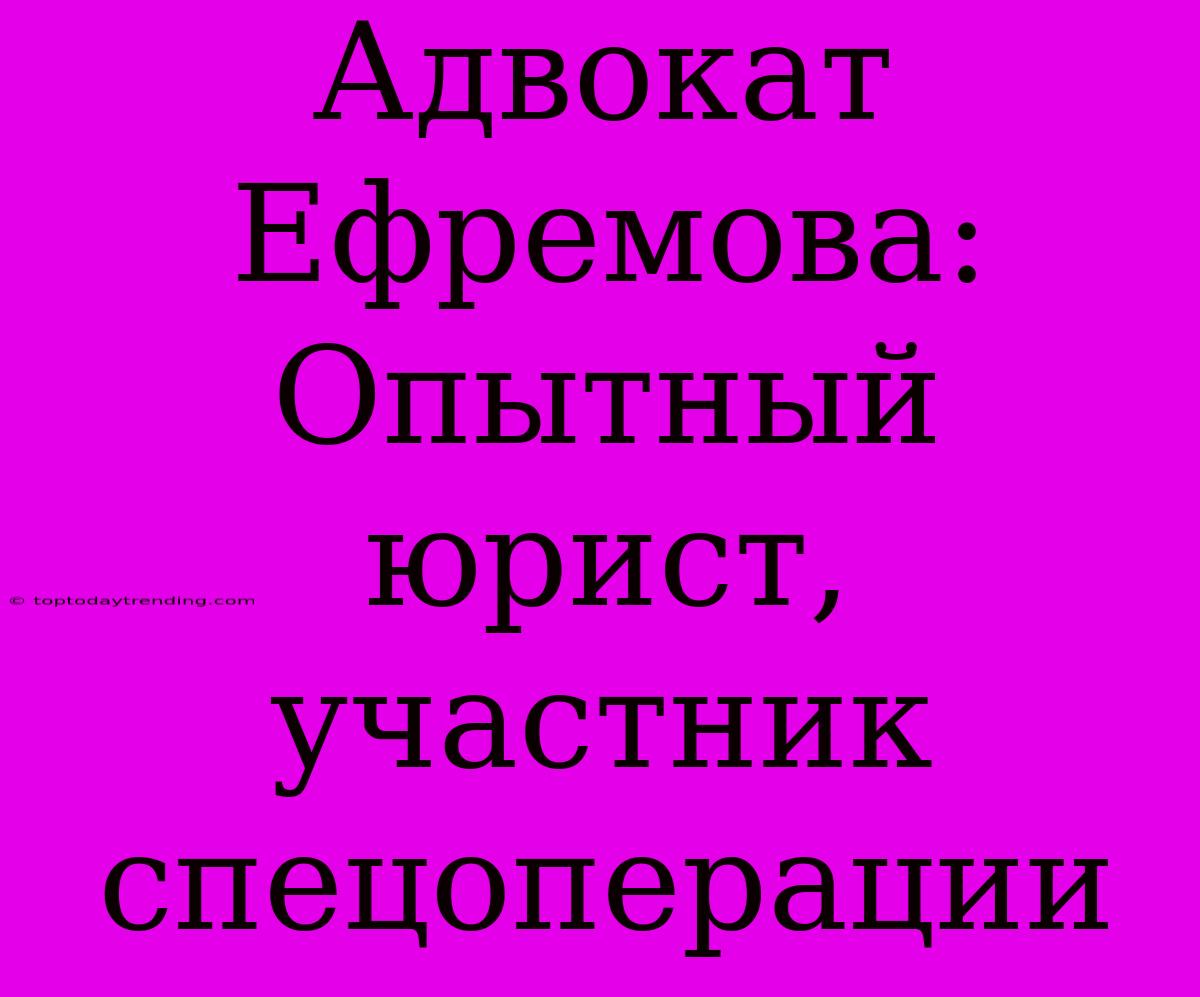 Адвокат Ефремова: Опытный Юрист, Участник Спецоперации