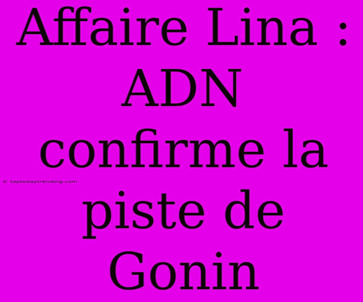 Affaire Lina : ADN Confirme La Piste De Gonin