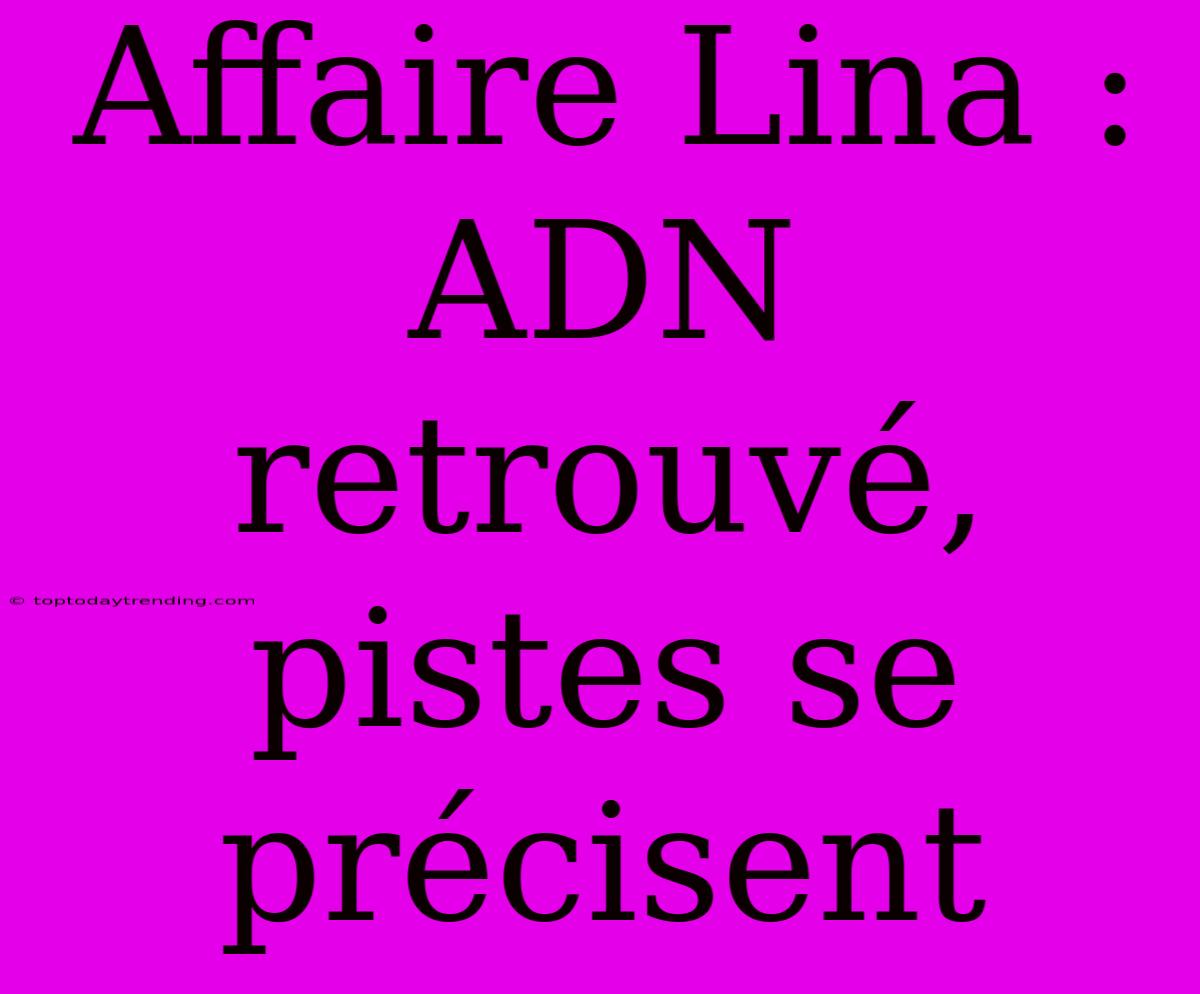 Affaire Lina : ADN Retrouvé, Pistes Se Précisent