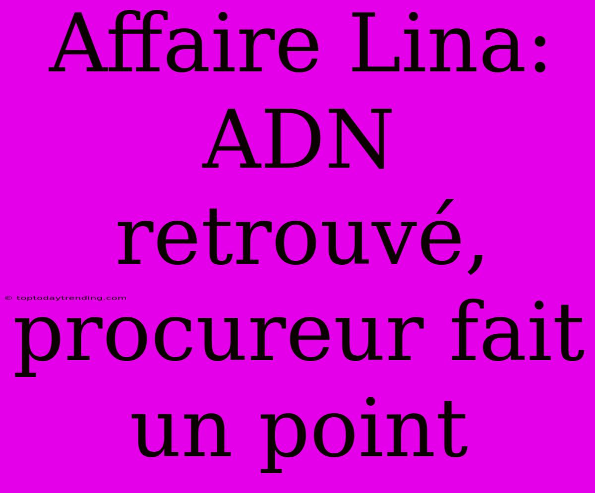 Affaire Lina: ADN Retrouvé, Procureur Fait Un Point