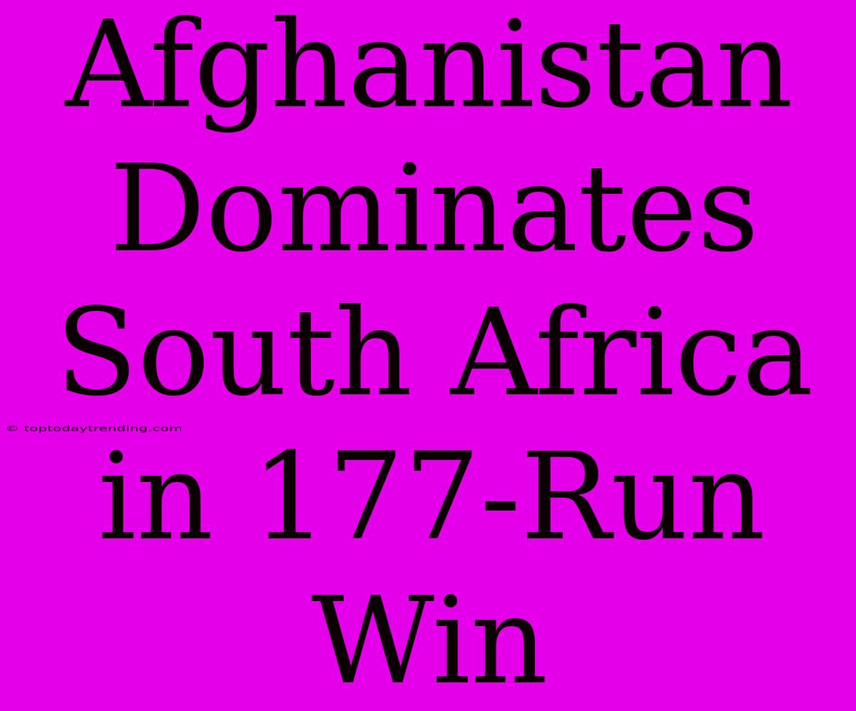 Afghanistan Dominates South Africa In 177-Run Win