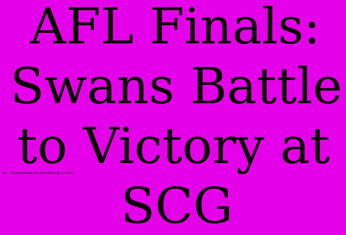 AFL Finals: Swans Battle To Victory At SCG